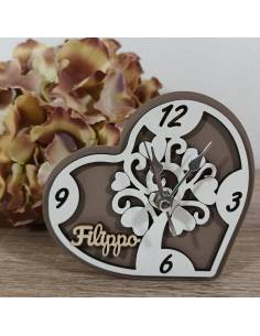Bomboniere albero della vita orologio personalizzato con nome a cuore