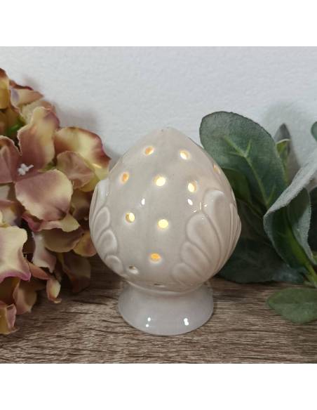 Pumo pugliese in ceramica colore beige lampada led