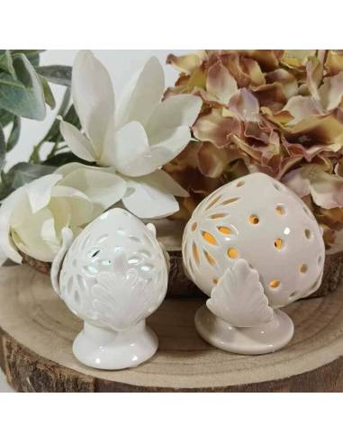 Pumo di Puglia in ceramica luce led fori a fiore