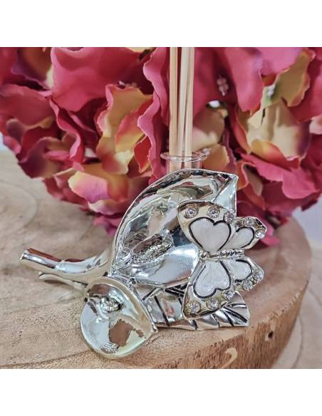 Profumatori bomboniere farfalla argentata strass