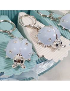 Torta bomboniere battesimo bimbo Coccinella portachiavi celeste 2