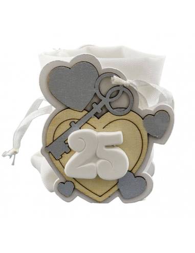 Bomboniere 25 anniversario matrimonio portaconfetti gessetto