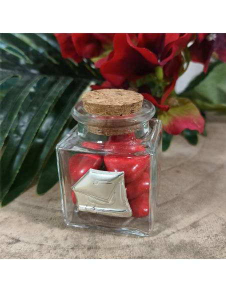 Bomboniere laurea fai da te offerta Placca laminato argento vasetto vetro