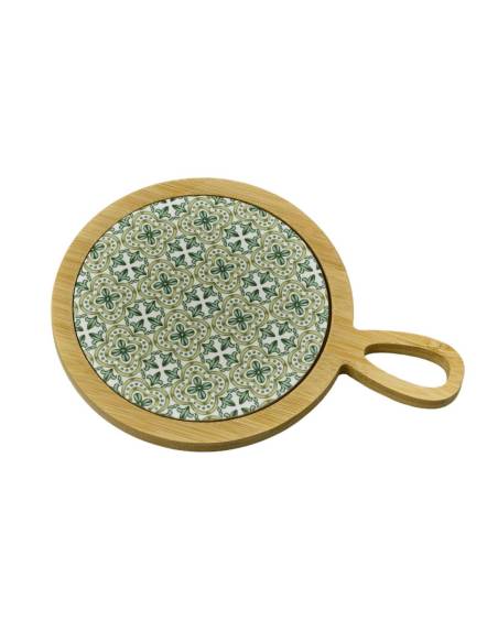 Bomboniere tagliere tondo decoro maiolica verde