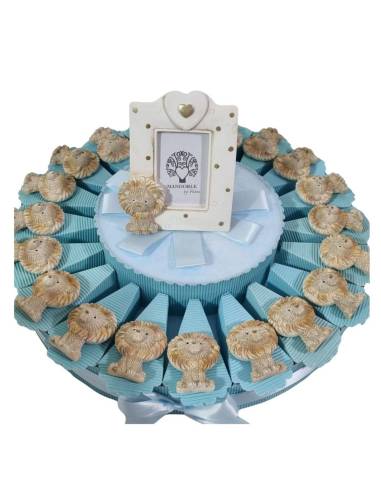 Torta bomboniere leone calamite cornice centrale