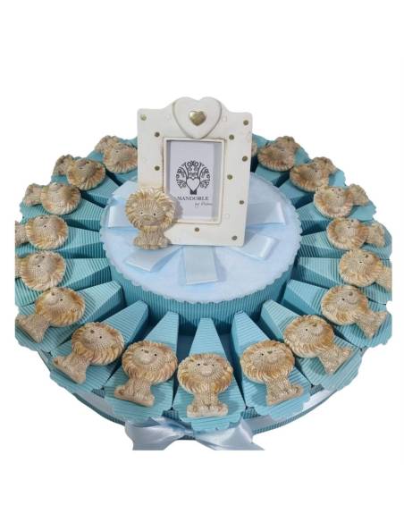 Torta bomboniere leone calamite cornice centrale