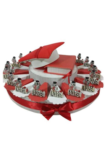 Torta Bomboniere Laurea Portaconfetti gufetti scritta