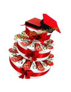 TORTA BOMBONIERA laurea con portachiavi a forma di staffa di cavallo decorata spedizione inclusa
