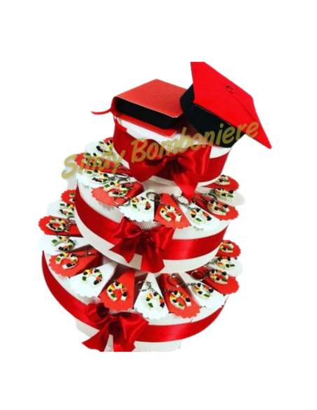 TORTA BOMBONIERA laurea con portachiavi a forma di staffa di cavallo decorata spedizione inclusa