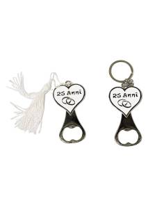 Utili bomboniere 25 anniversario matrimonio apribottiglie nappa bianca