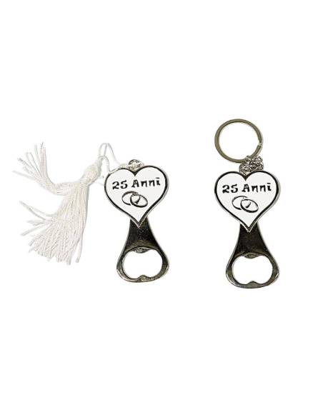 Utili bomboniere 25 anniversario matrimonio apribottiglie nappa bianca
