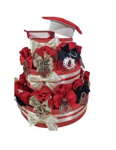 Bomboniere laurea corona d'alloro torta sacchetti rossi