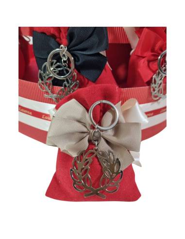 Bomboniere laurea corona d'alloro torta sacchetto rosso