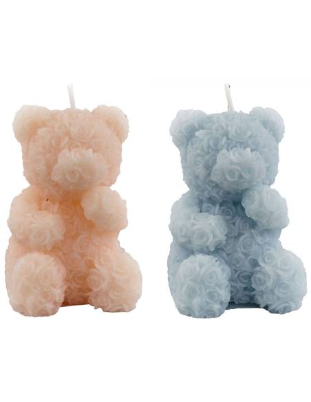 Candele bomboniere orsetti microrose