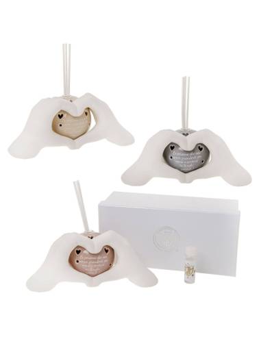 Profumatori bomboniere mani a cuore luce led e frase