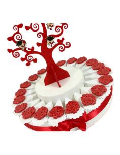 Torta bomboniera con calamita albero della vita in ceramica per laurea.