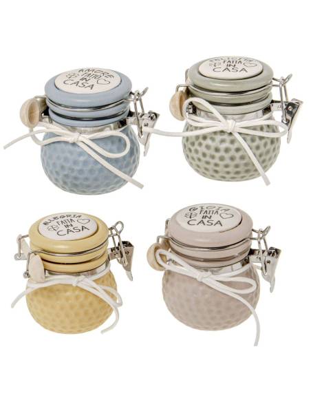 Barattoli ermetici Bomboniere utili in ceramica con frase e cucchiaino| Sindy Bomboniere