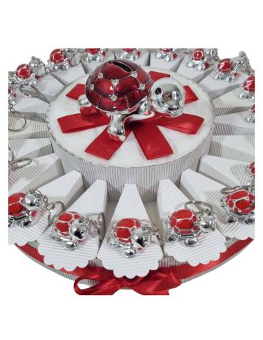 Torta bomboniere animaletti argentati tartaruga per bomboniere nascita, Battesimo,Comunione