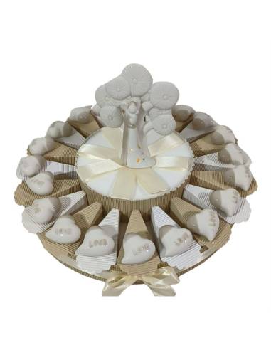 Torta di bomboniere matrimonio cuore LOVE calamite