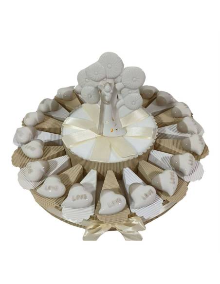 Torta di bomboniere matrimonio cuore LOVE calamite