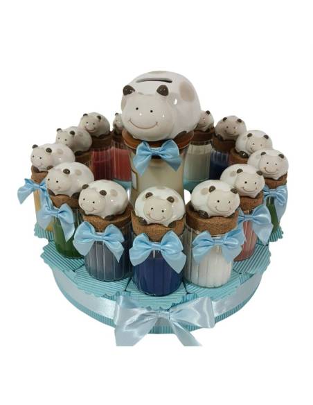 Candele bomboniere torta Battesimo maschio coccinella