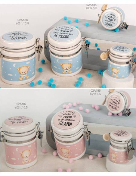 Bomboniere orsetti barattoli ermetici in ceramica