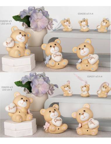 Bomboniere Battesimo orsetti ceramica cuore frase