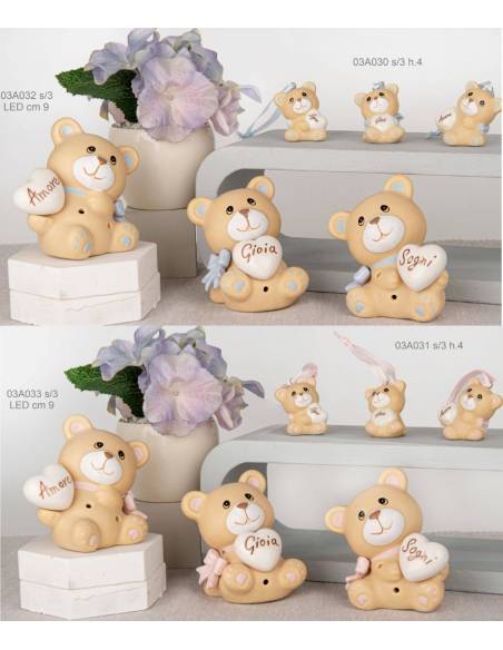 Bomboniere Battesimo orsetti ceramica cuore frase
