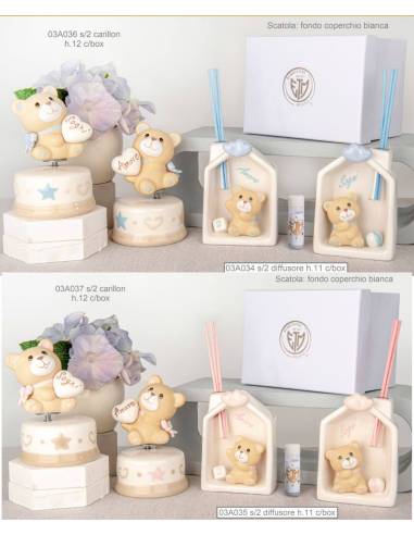 Bomboniere Battesimo orsetti ceramica cuore frase Barty