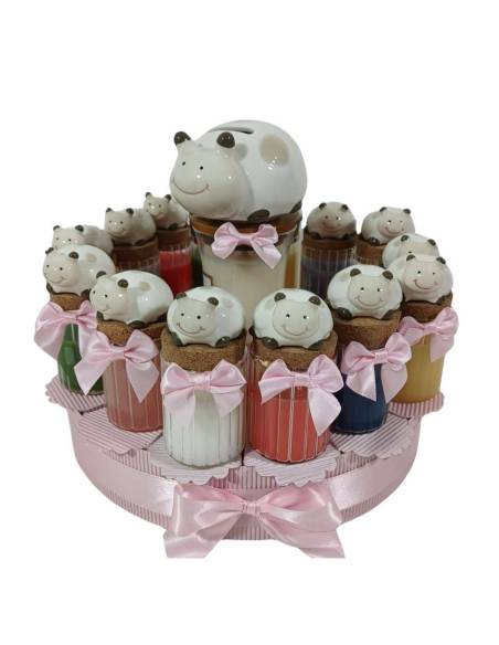 Candele bomboniere torta Battesimo bimba coccinella