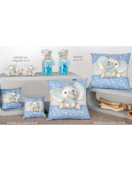 Bomboniere Battesimo maschio elefante linea Neve