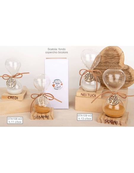 Bomboniere clessidra confezionate albero della vita frase base