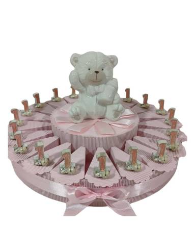 Bomboniere primo compleanno femmina torta portaconfetti