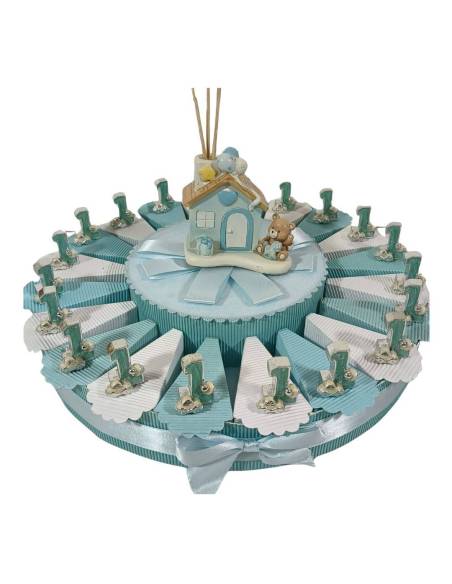 Bomboniere primo compleanno maschio torta portaconfetti