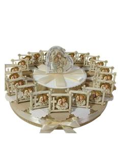 Torta bomboniere Battesimo Sacra Famiglia quadretto