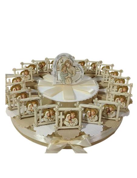 Torta bomboniere Battesimo Sacra Famiglia quadretto