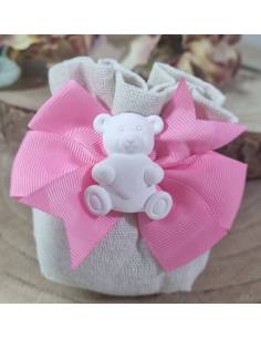 Morbido sacchetto con orsetto per nascita