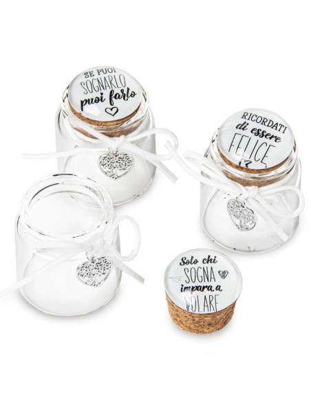 Vasetti portaconfetti per bomboniere frasi e cuore albero della vita