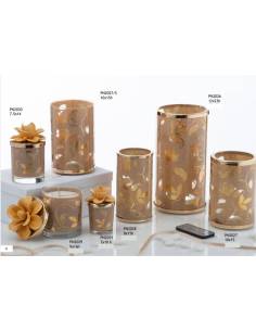 Candele bomboniere e lampade foglia oro nocciola Pienne