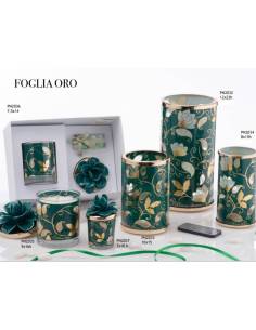 Candele bomboniere e lampade foglia oro verde Pienne