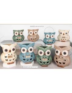 Bomboniere portacandele in ceramica gufo con candele profumate