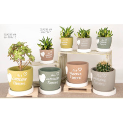 Bomboniere portapiante in ceramica frase far crescere l'amore