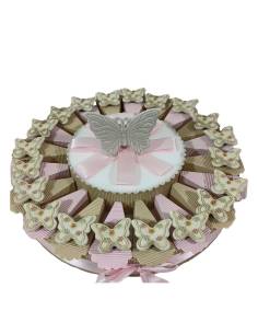Torta di bomboniere farfalle calamite shabby chic