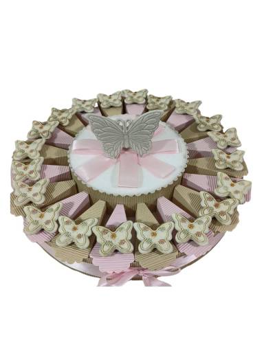 Torta di bomboniere farfalle calamite shabby chic
