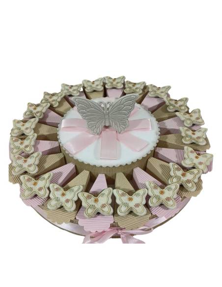 Torta di bomboniere farfalle calamite shabby chic