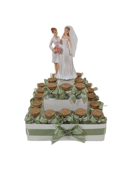 Torta bomboniere matrimonio civile moglie e moglie vasetti in vetro