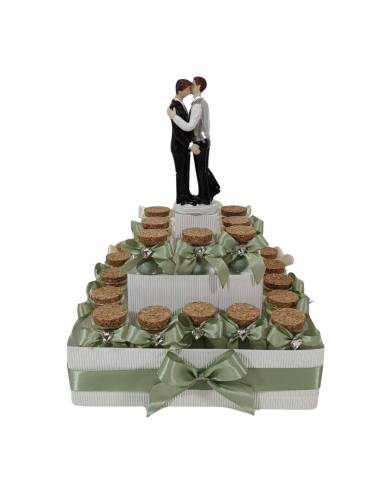 Torte bomboniere matrimonio civile uomini vasetti confetto + bigliettino