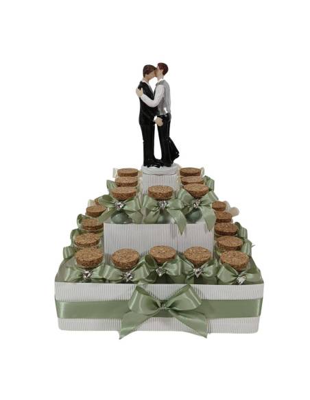 Torte bomboniere matrimonio civile uomini vasetti confetto + bigliettino
