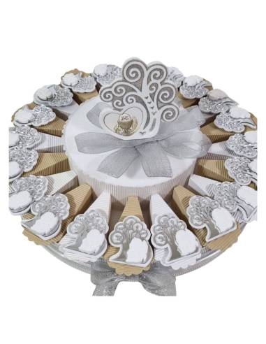 Bomboniere Comunione albero della vita calamita torta portaconfetti