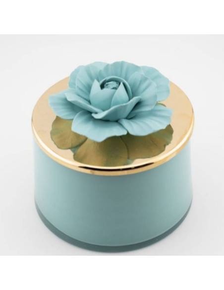 Candele bomboniere vasetto in ceramica con fiore in tinta